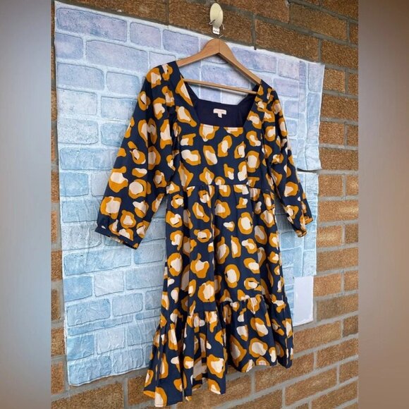 Pink Chicken New York Women's Dress in Navy mustard size medium - Picture 3 of 9